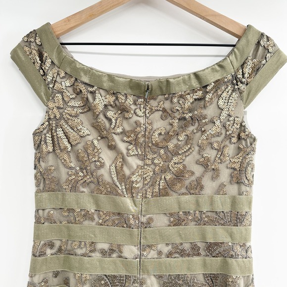 Tadashi Shoji Mesh Sequin Mermaid Gown in Smoke Pearl Size 6 - Picture 5 of 13